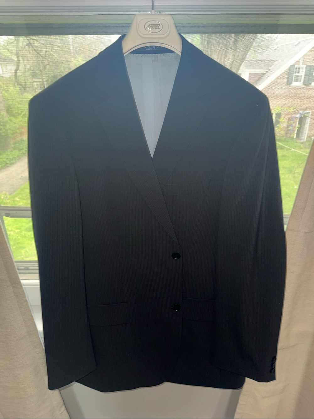 Boss Men's Black Pinstripe Suit Jacket